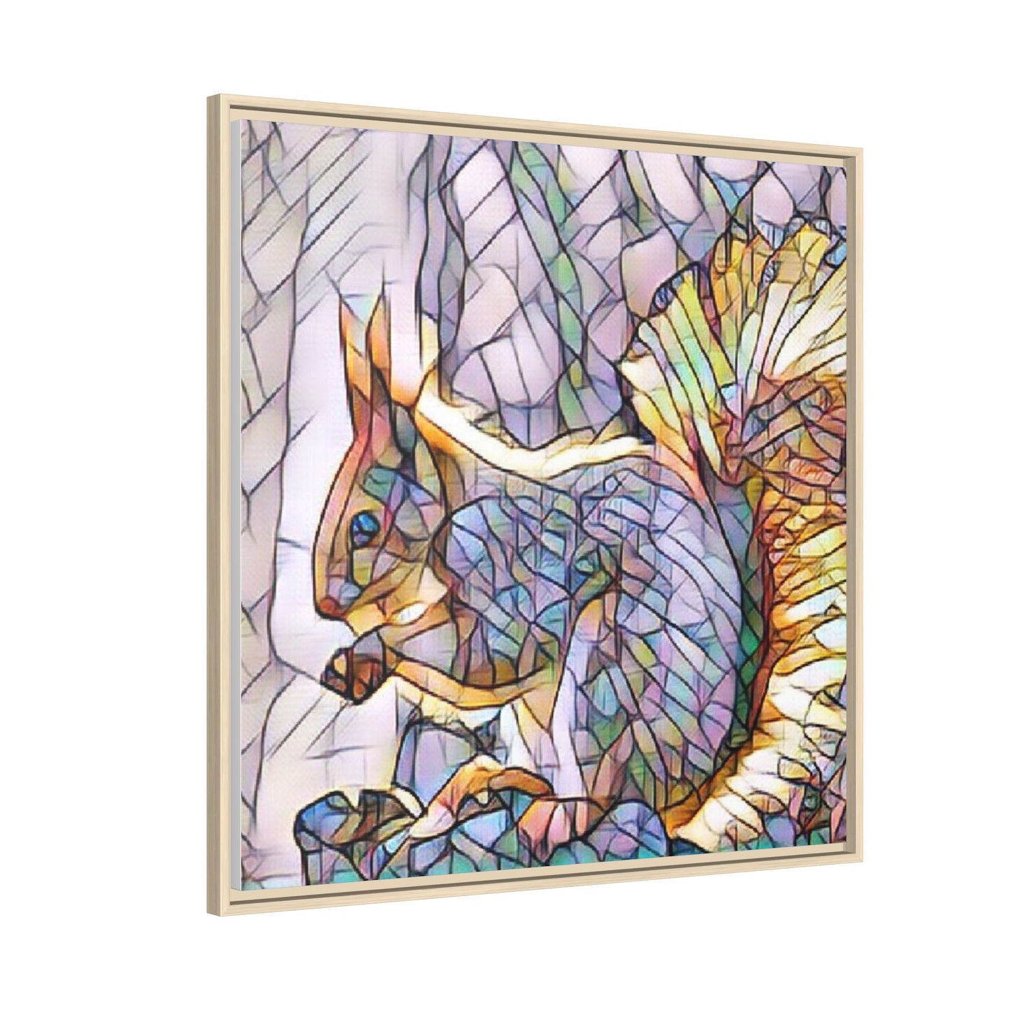 Framed Squirrel Mosaic Matte Canvas Wall Art