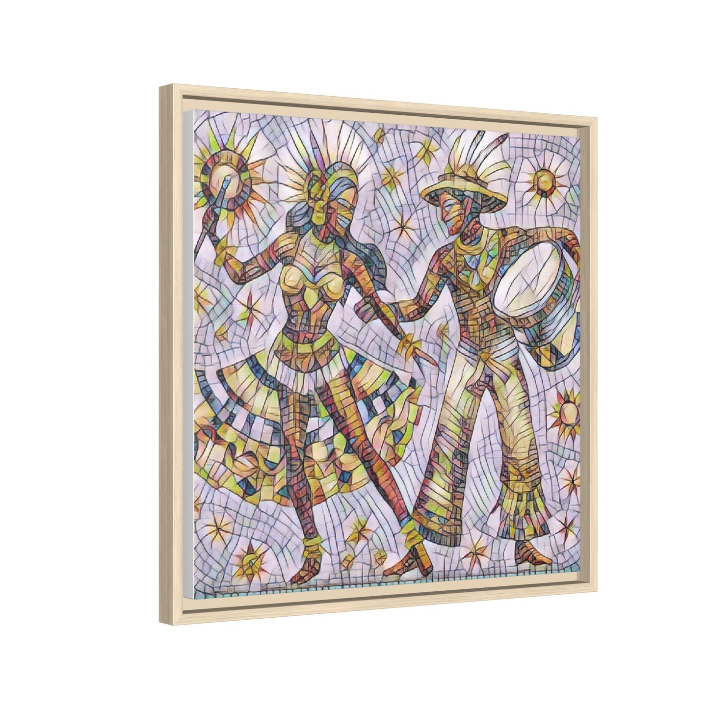 Carnival Dancers Framed Canvas Art – Colorful Samba Couple Print