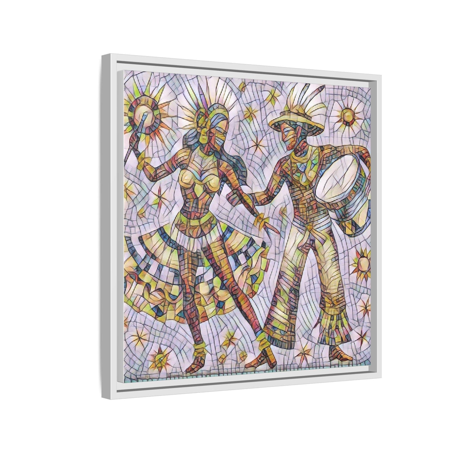 Carnival Dancers Framed Canvas Art – Colorful Samba Couple Print
