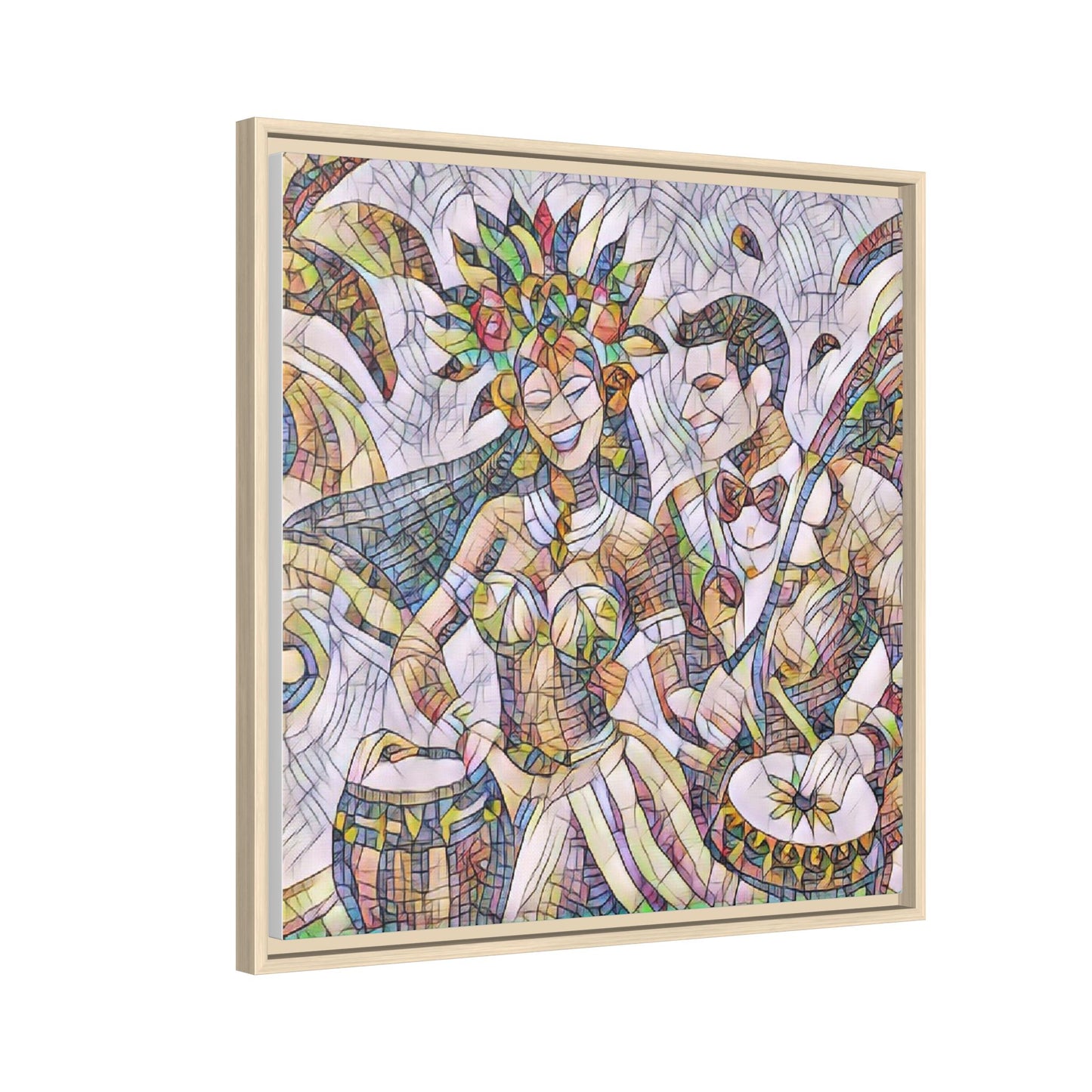Carnival Samba Dancers Framed Canvas Art — Colorful Brazilian Festival Wall Decor