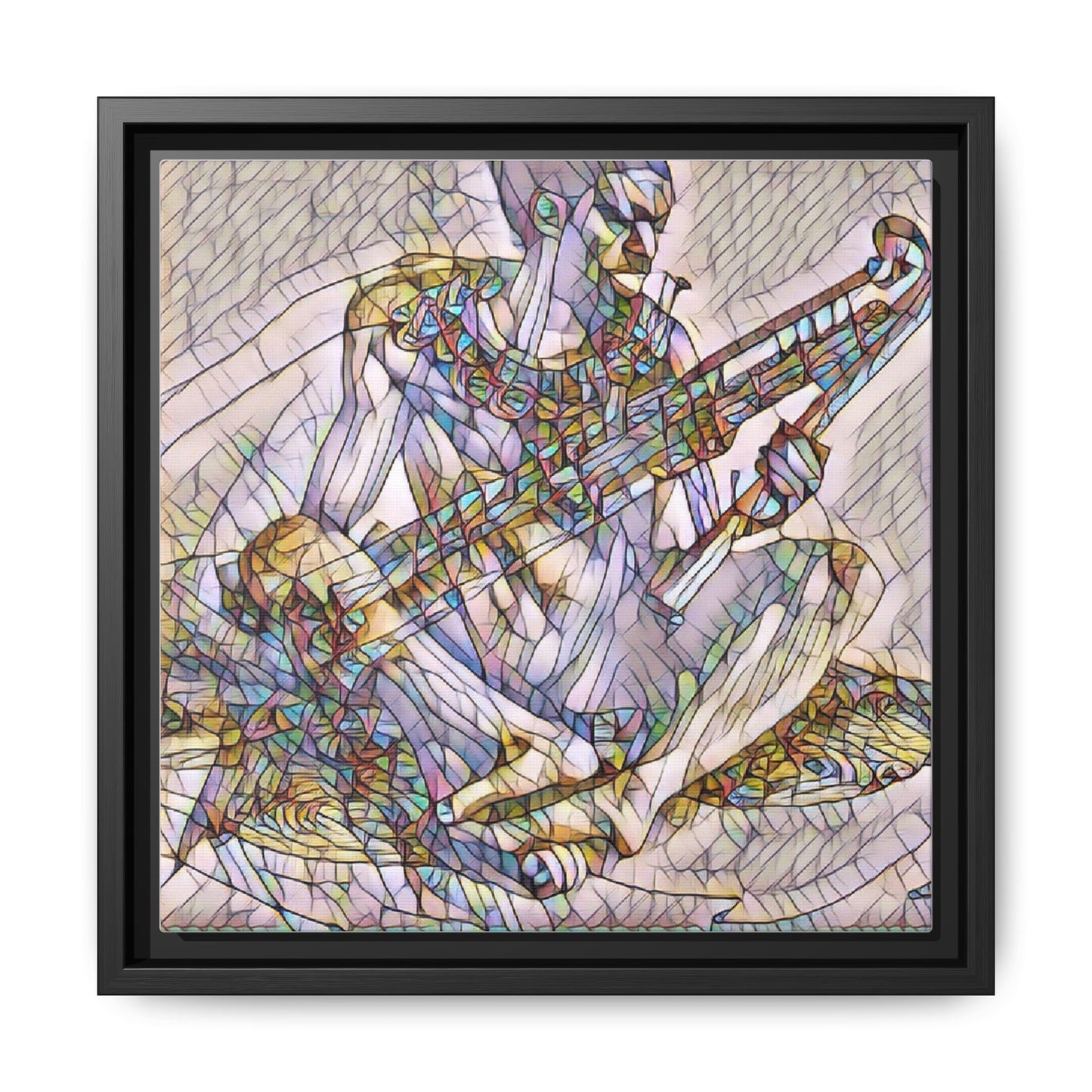 Framed Abstract Musician Canvas Art — Multicolor Modern Wall Decor