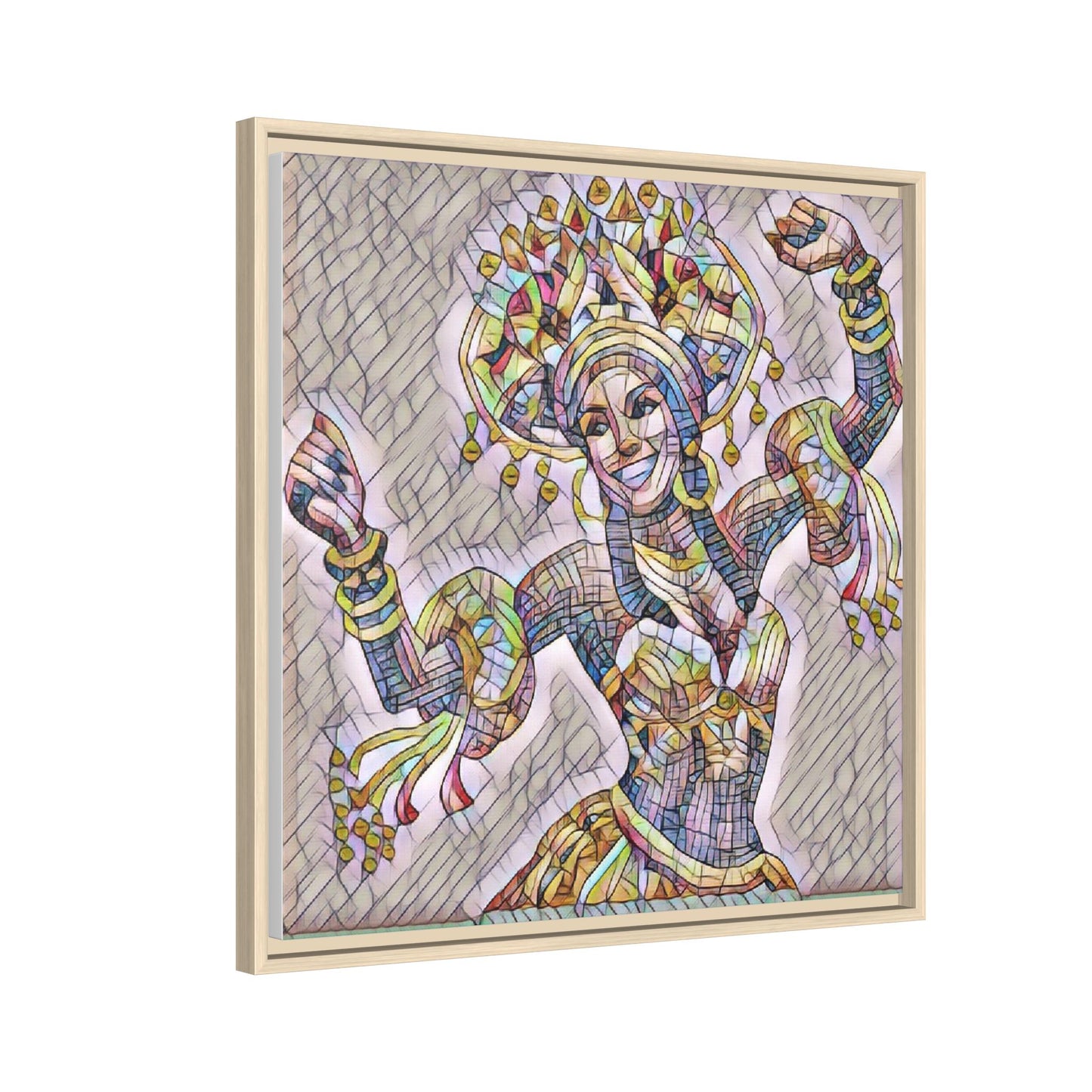 Framed Matte Canvas: Colorful Carnival Dancer Artwork – Vibrant Ethnic Dance Wall Art