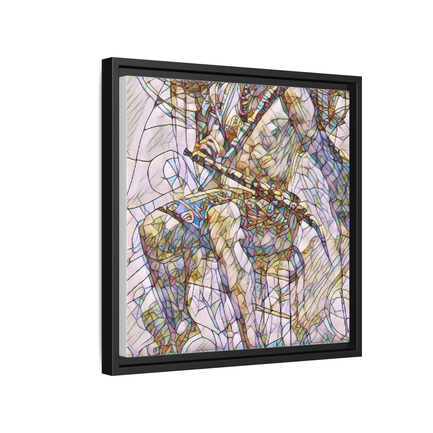 Framed Abstract Musician Canvas Art — Multi‑Color Jazz Saxophone Print