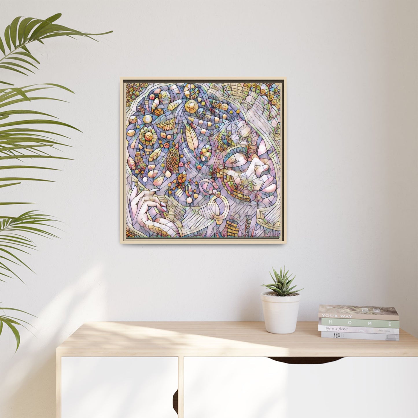 Bohemian Mosaic Woman Matte Canvas Framed Wall Art