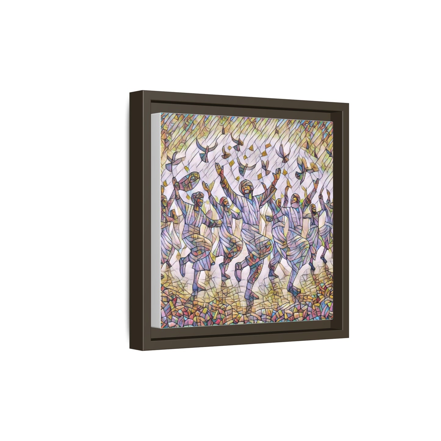 Framed Canvas Art - Joyful Dancers with Doves (Multicolor)