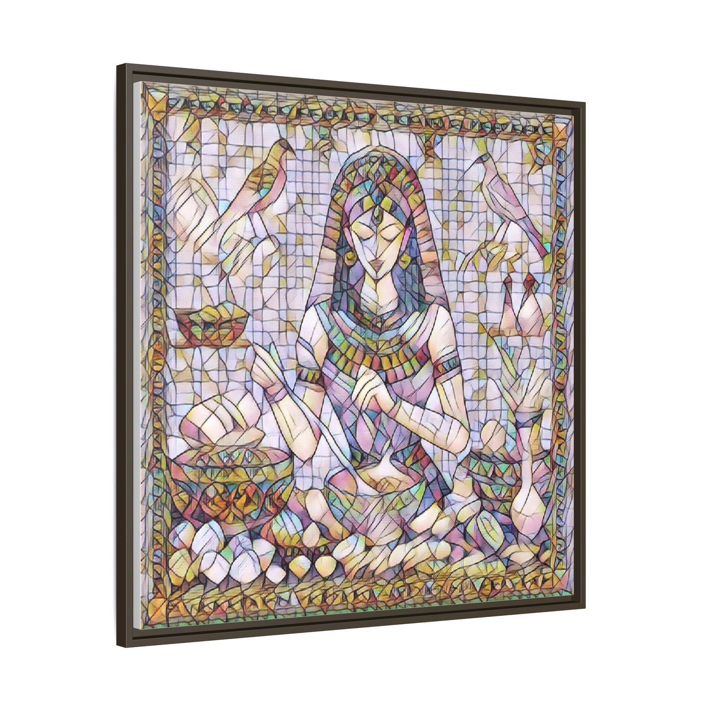 Egyptian Goddess Mosaic Framed Canvas Art