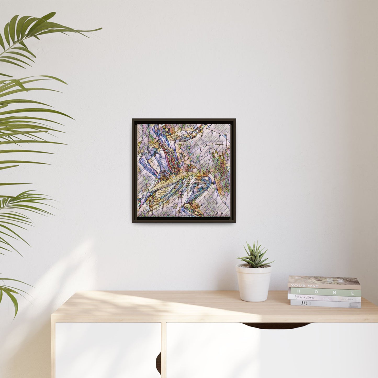 Abstract Stained-Glass Dancers — Framed Matte Canvas Art