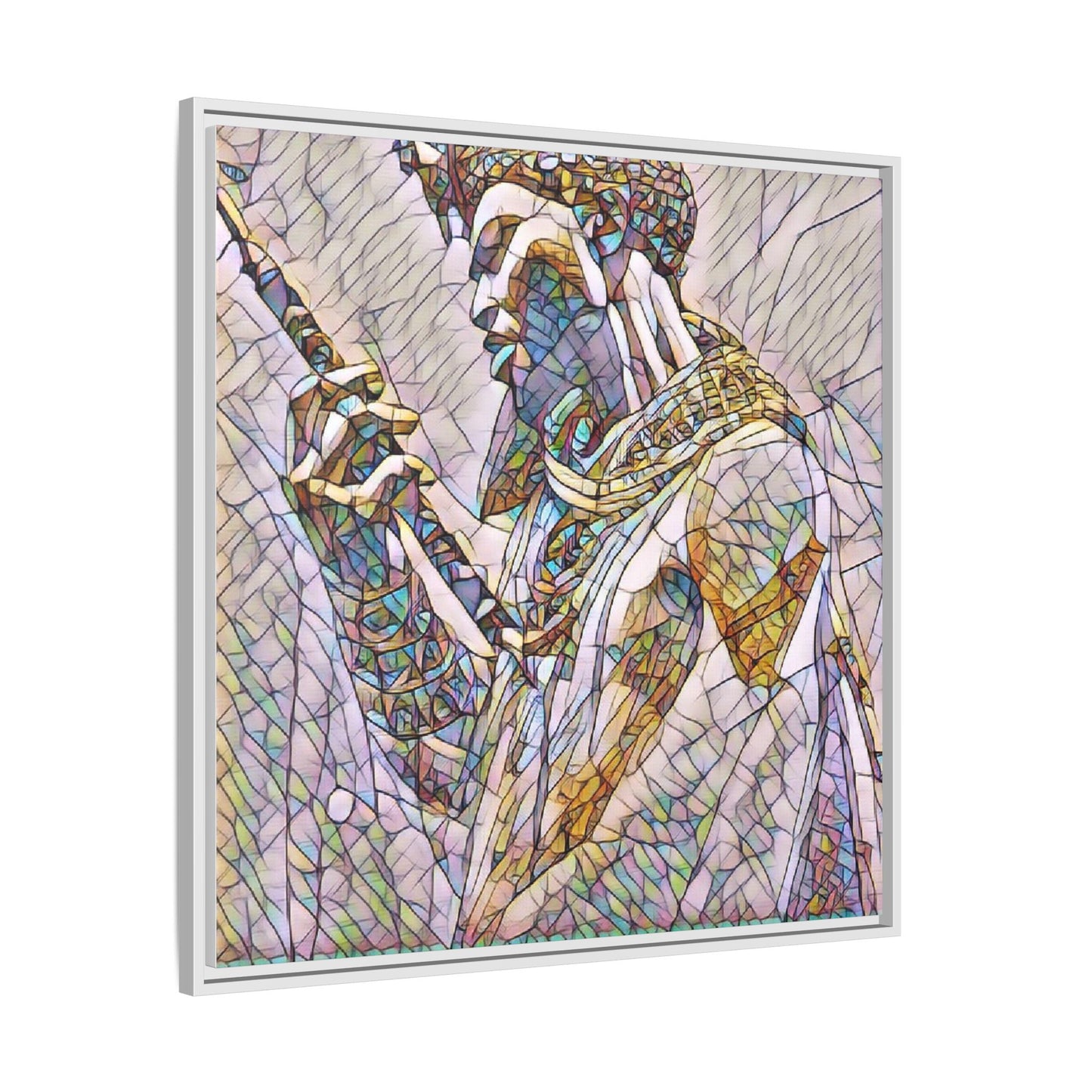 Egyptian Pharaoh Stained Glass Art — Framed Matte Canvas