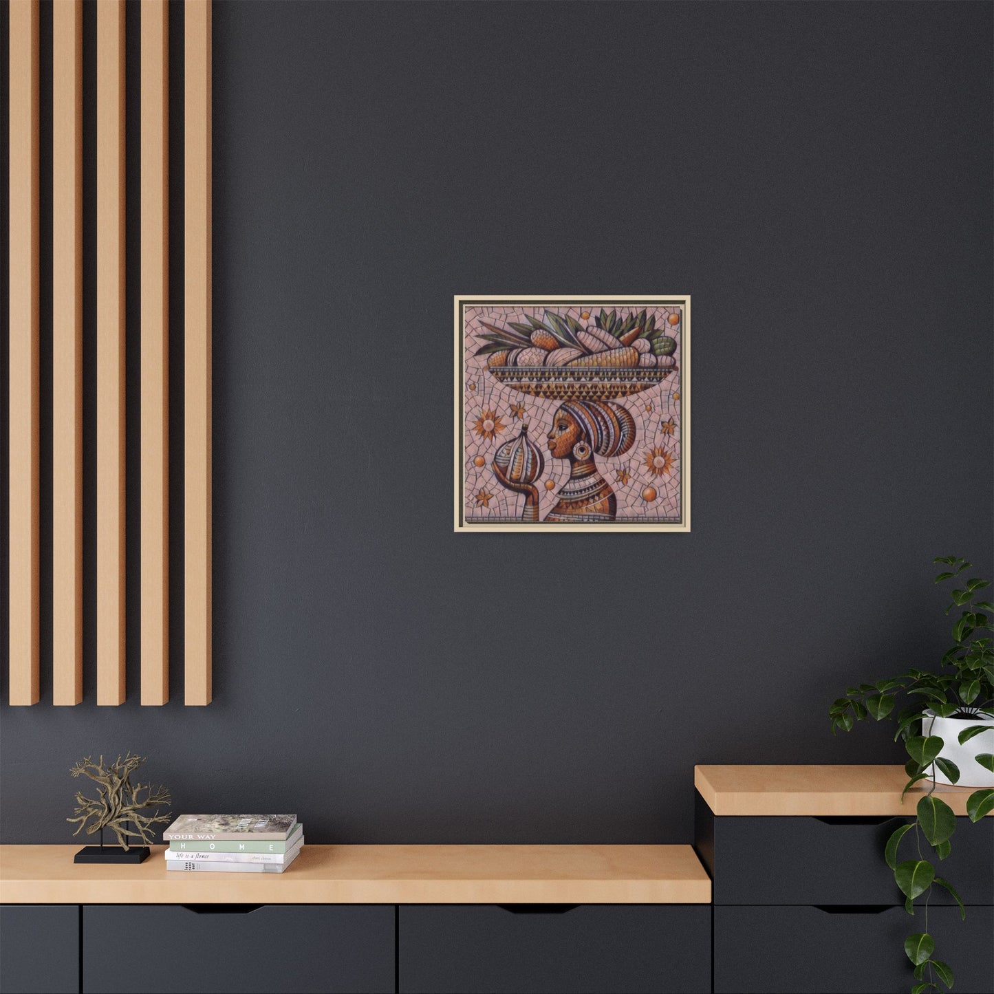 Egyptian Mosaic Goddess Matte Framed Canvas Wall Art