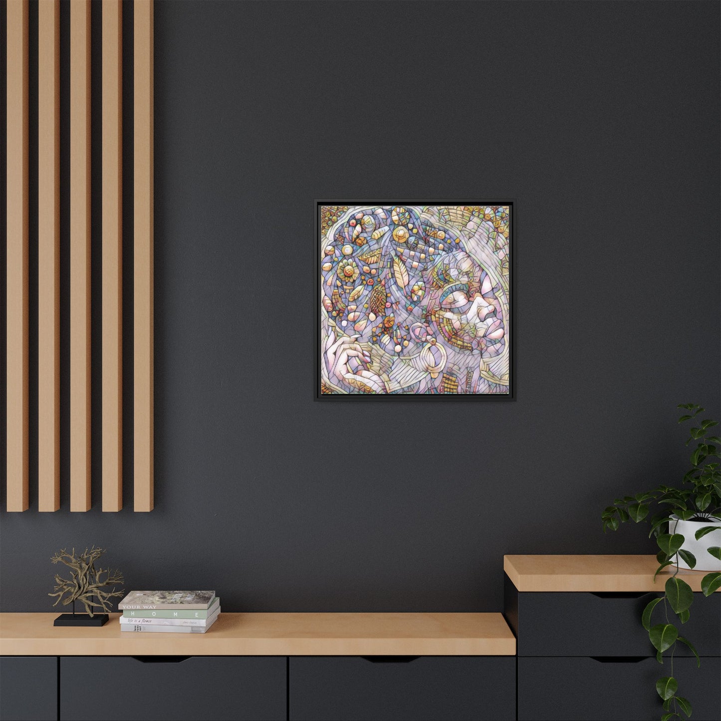Bohemian Mosaic Woman Matte Canvas Framed Wall Art