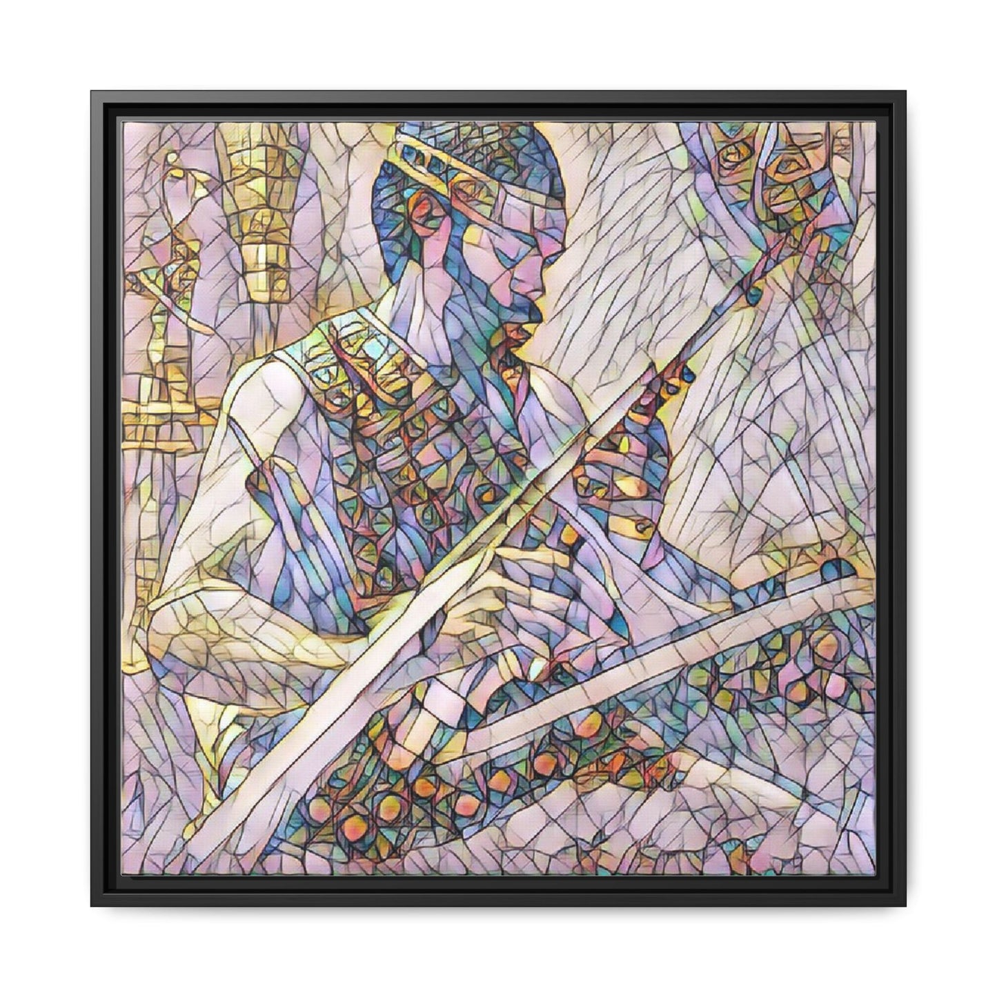Framed Matte Canvas — Abstract Musician Stained-Glass Art Print