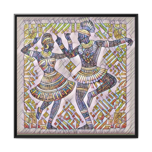 Framed Matte Canvas Print — Colorful Tribal Dancers Wall Art