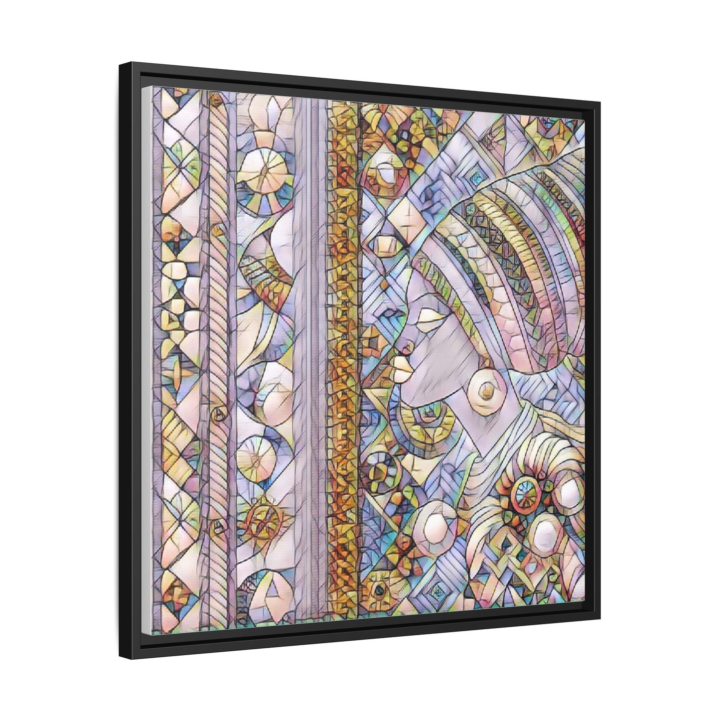 Afrocentric Stained-Glass Portrait Matte Framed Canvas
