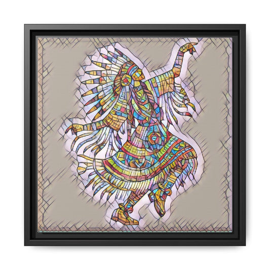 Framed Matte Canvas - Colorful Tribal Dancer Wall Art