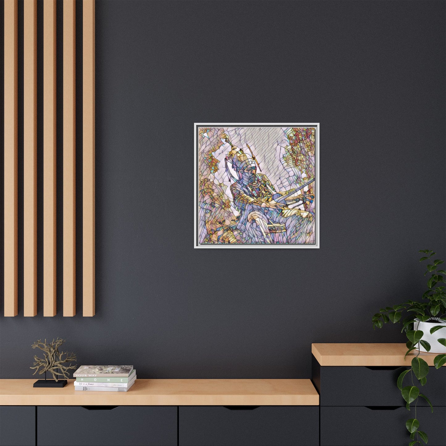 Framed Archery Canvas Print — Stained-Glass Archer Wall Art