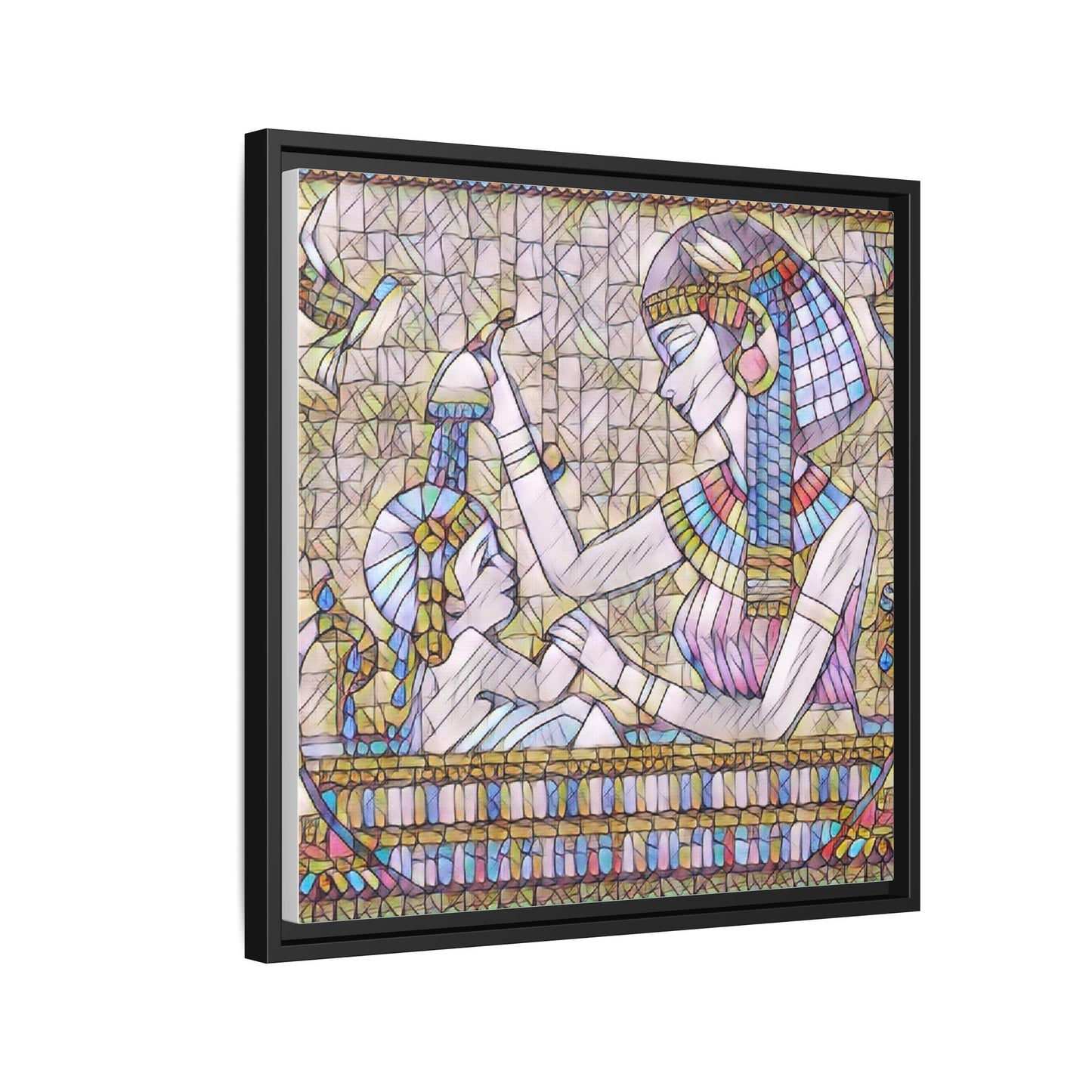 Egyptian Mosaic Mother & Child Framed Matte Canvas