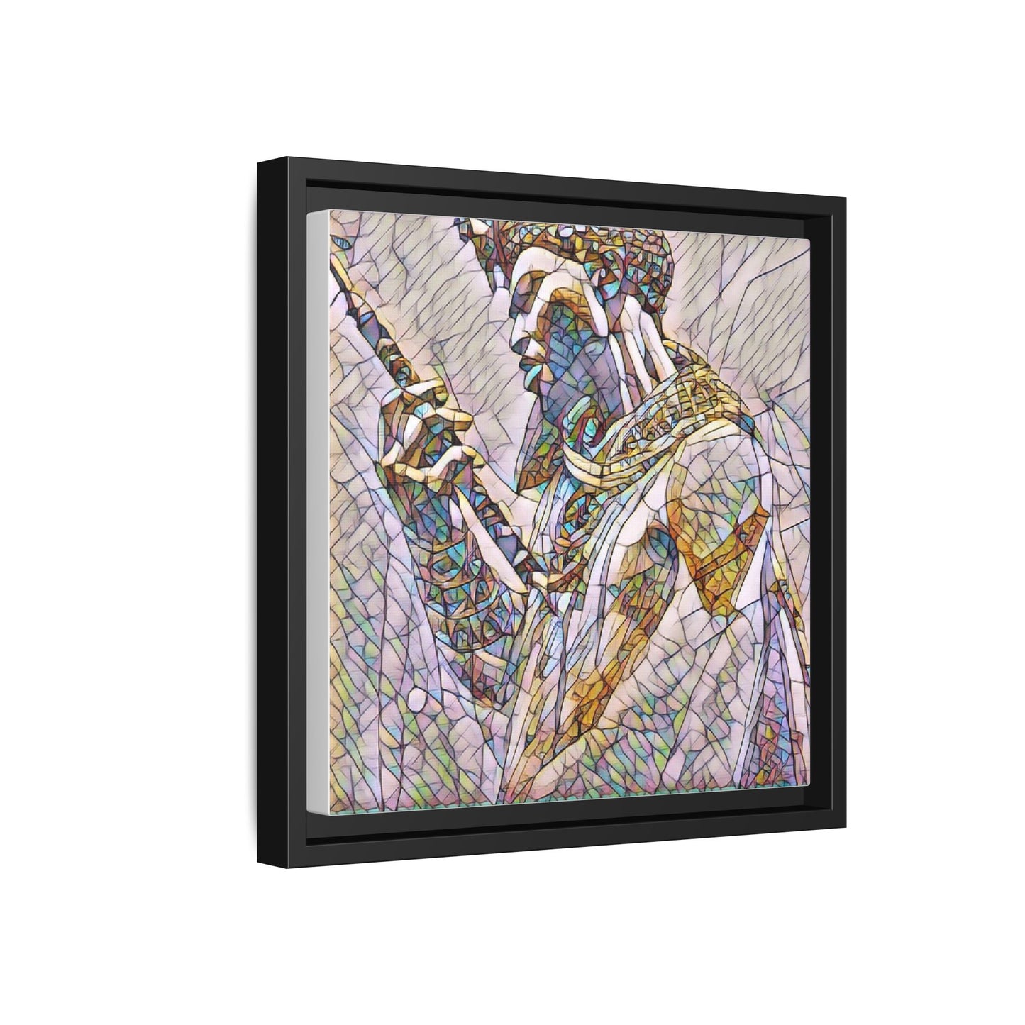 Egyptian Pharaoh Stained Glass Art — Framed Matte Canvas