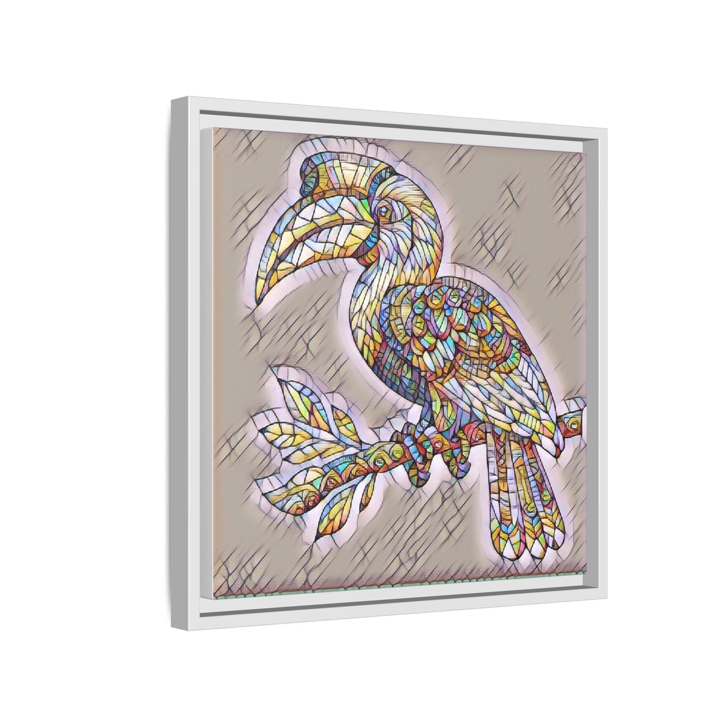 Colorful Stained Glass Toucan Matte Canvas Framed Wall Art