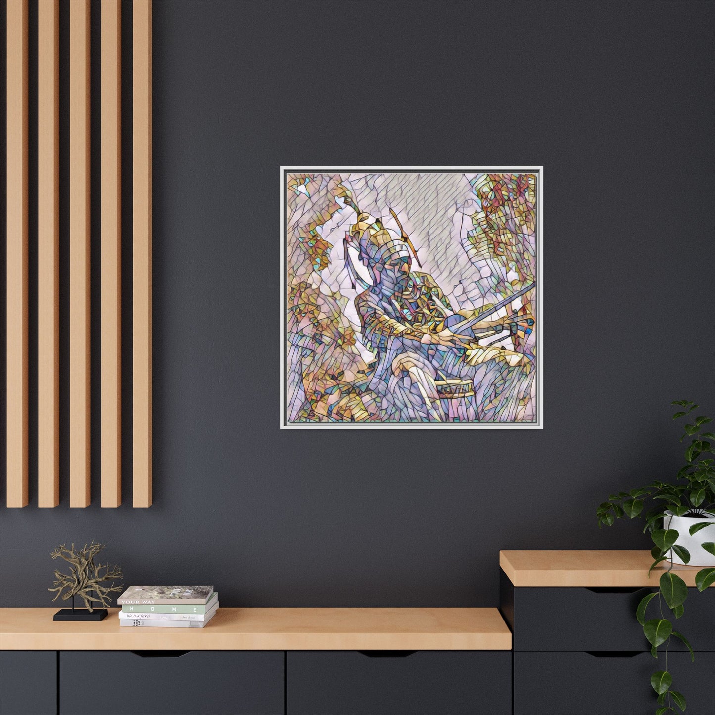 Framed Archery Canvas Print — Stained-Glass Archer Wall Art
