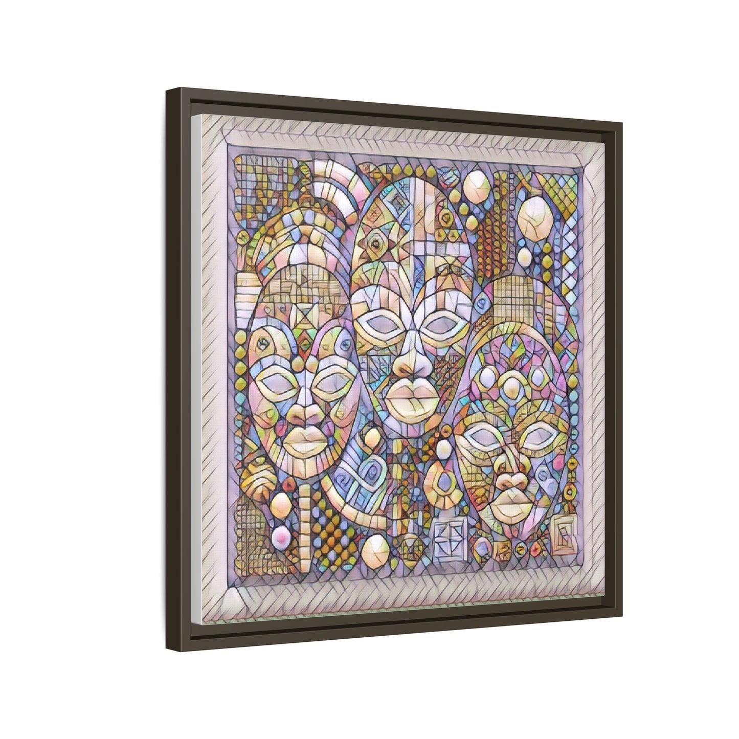 Abstract African Mask Art — Framed Matte Canvas Wall Art