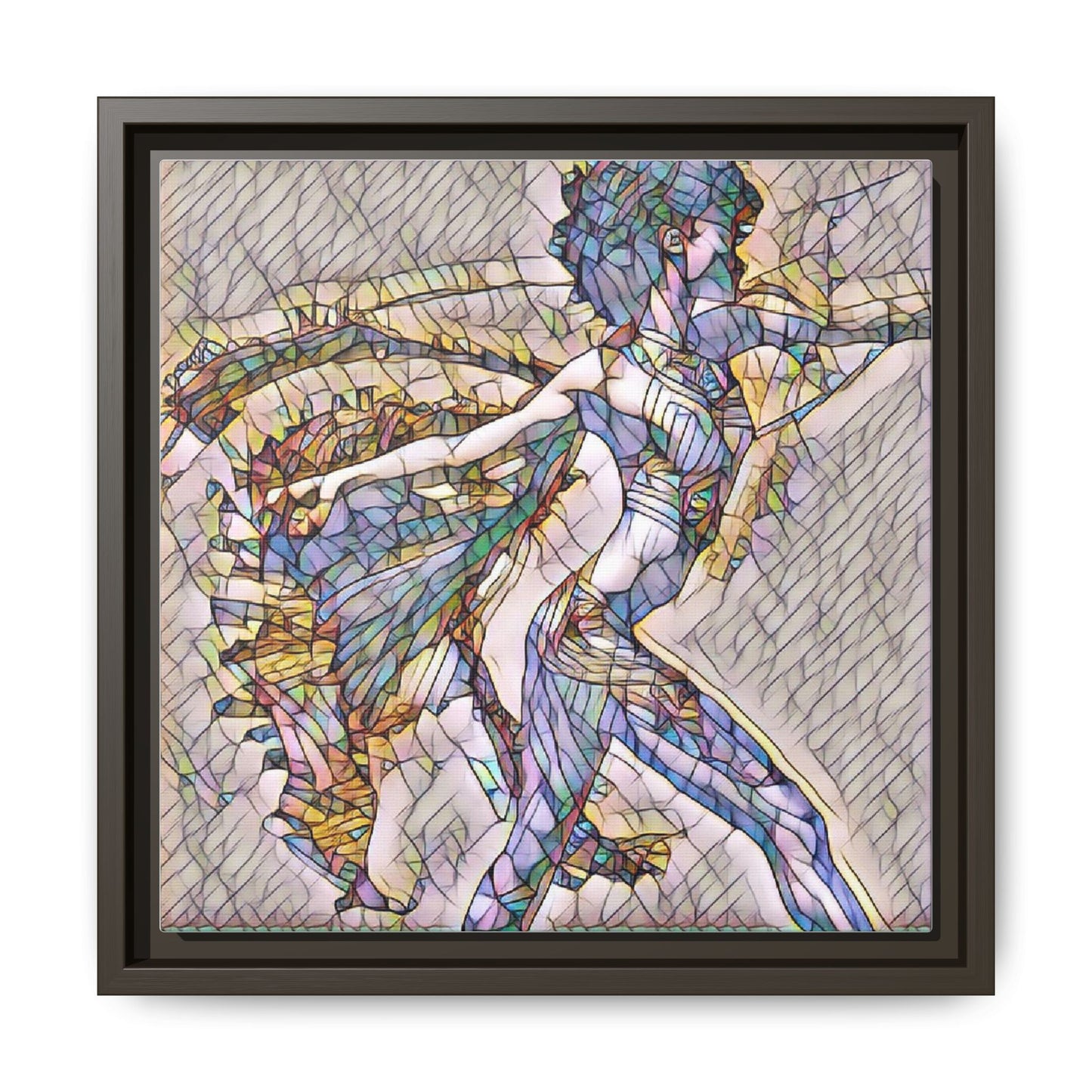 Abstract Stained-Glass Dancer Framed Canvas Art
