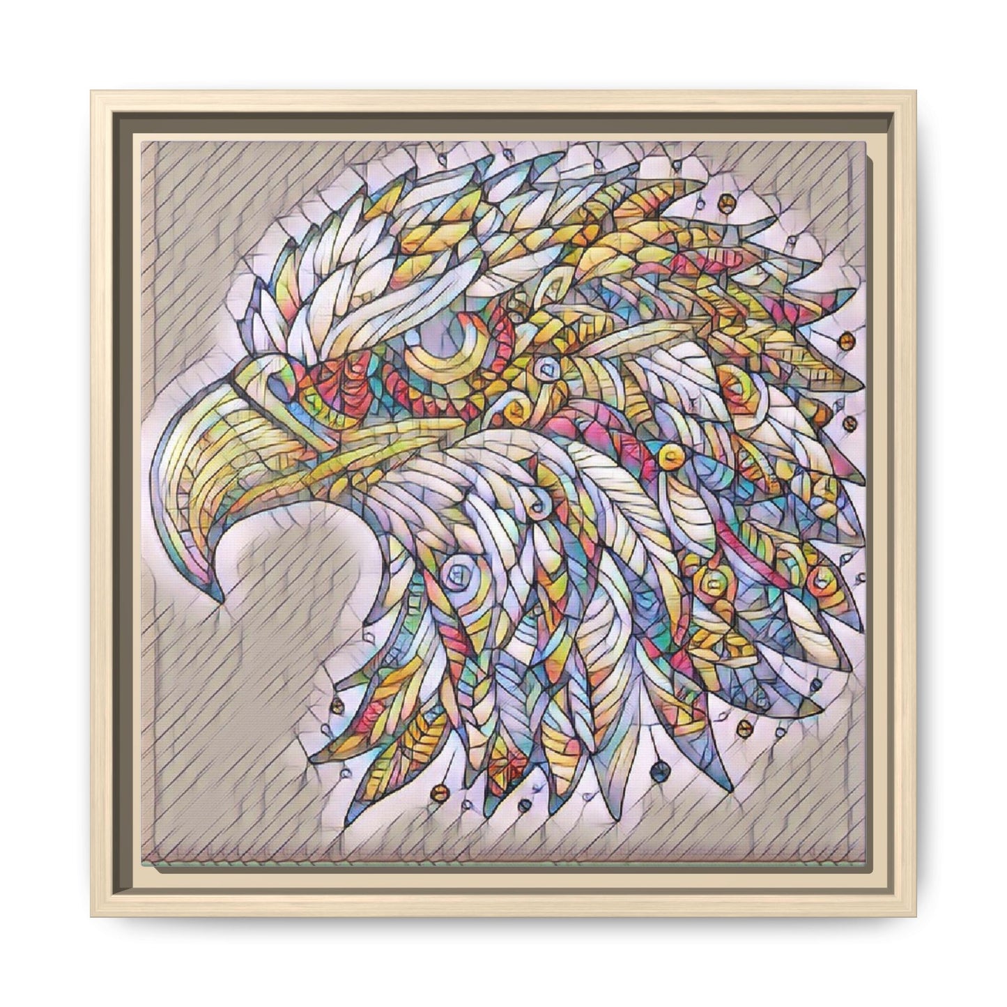 Colorful Eagle Head Matte Framed Canvas Art