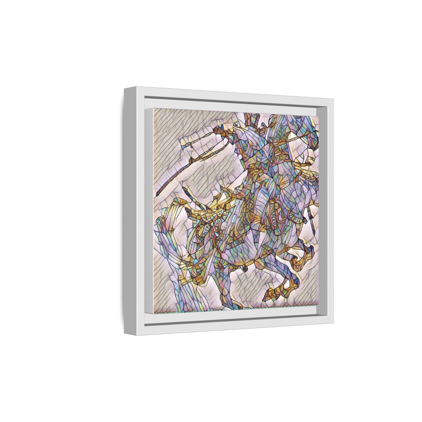 Framed Abstract Stained-Glass Horse Canvas