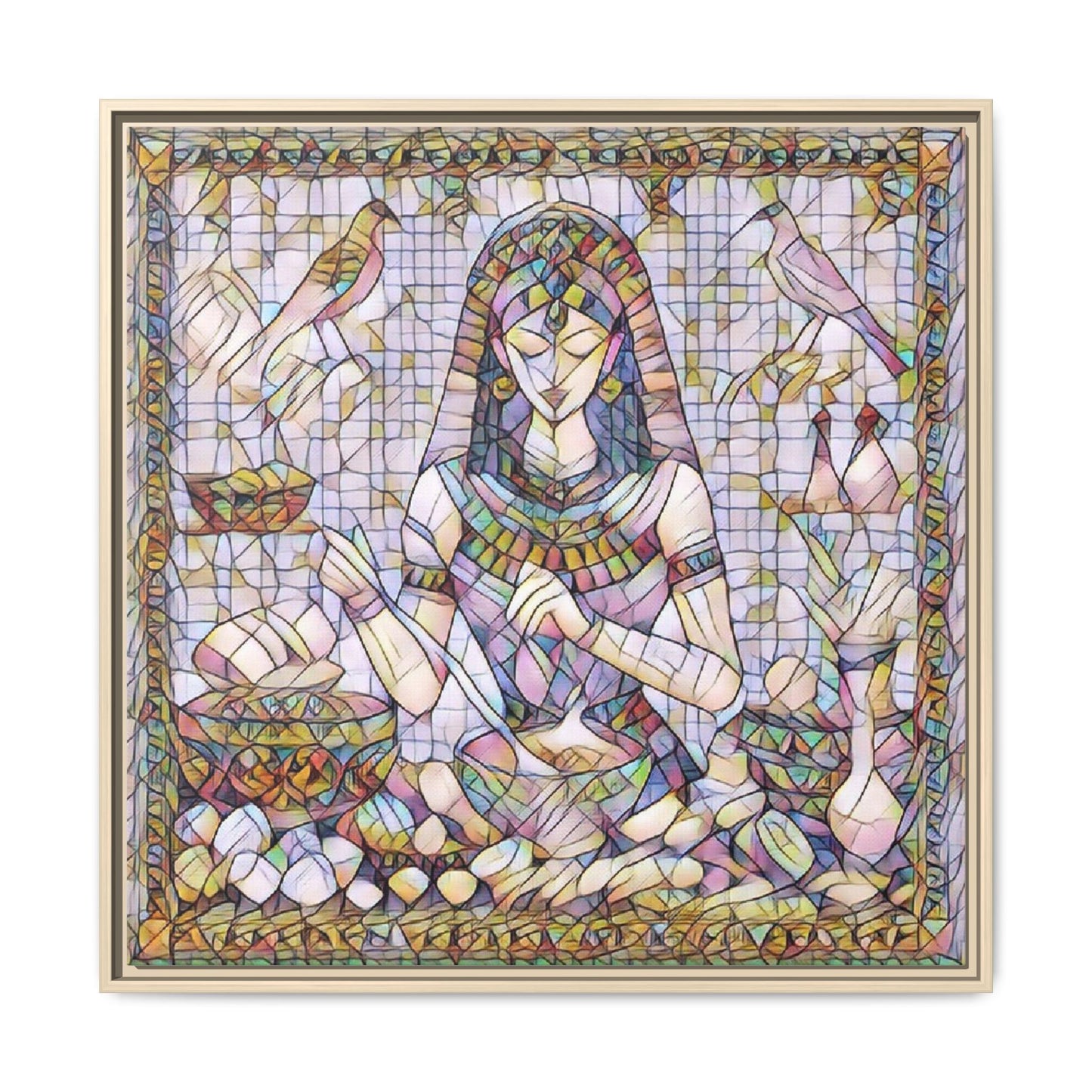Egyptian Goddess Mosaic Framed Canvas Art