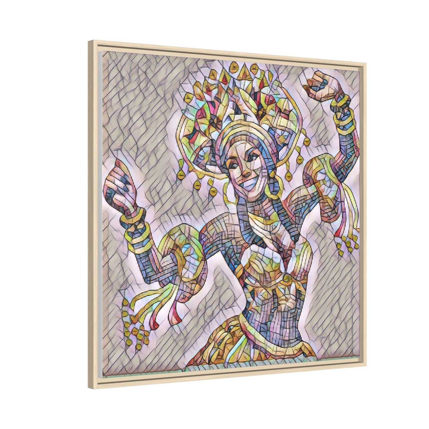 Framed Matte Canvas: Colorful Carnival Dancer Artwork – Vibrant Ethnic Dance Wall Art
