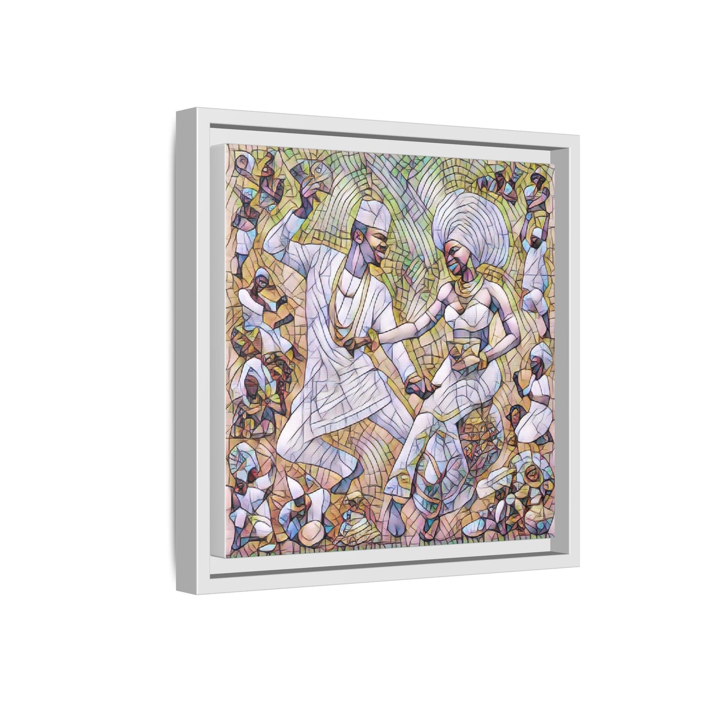 Afrobeat Celebration Matte Framed Canvas — Vibrant Dancers Wall Art
