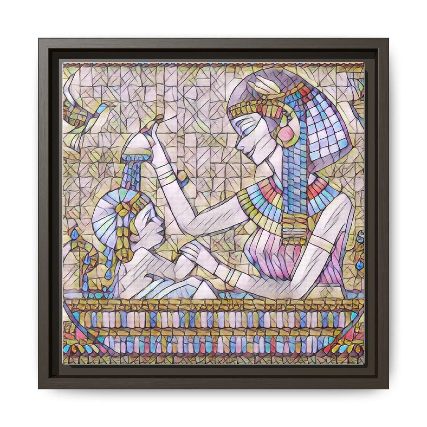 Egyptian Mosaic Mother & Child Framed Matte Canvas