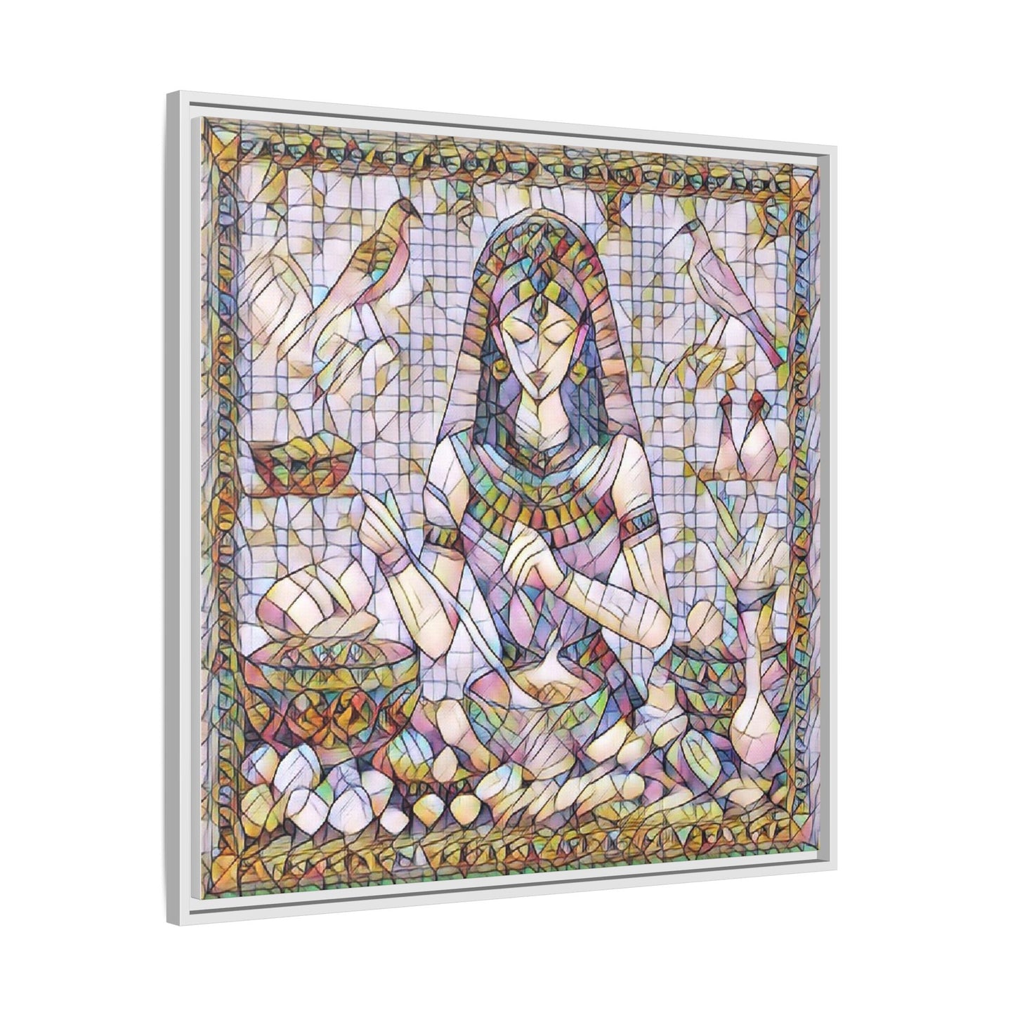 Egyptian Goddess Mosaic Framed Canvas Art