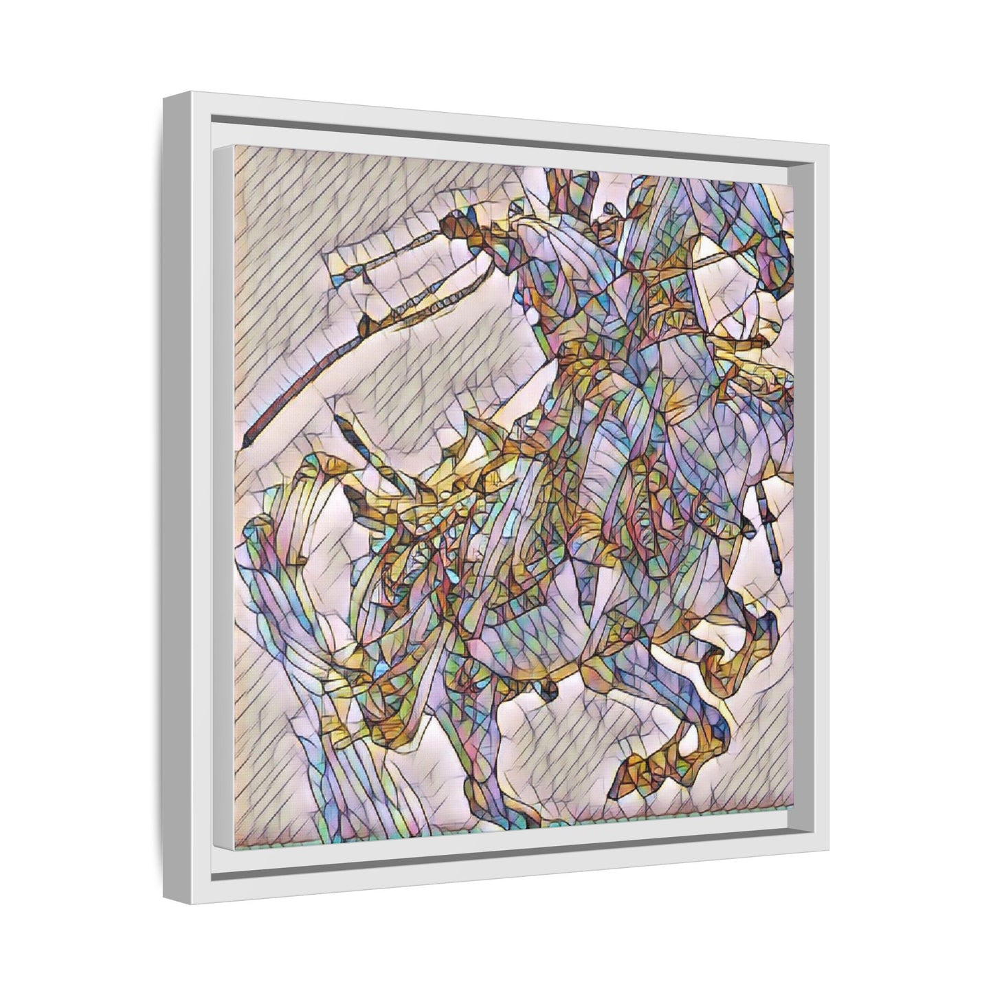 Framed Abstract Stained-Glass Horse Canvas