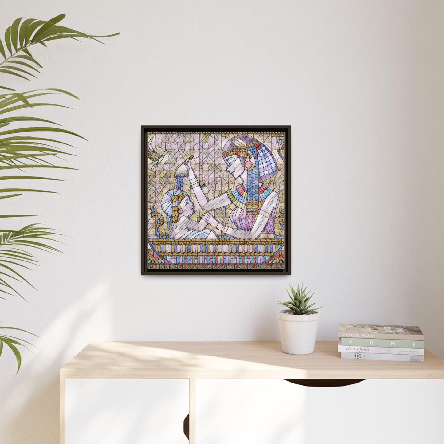 Egyptian Mosaic Mother & Child Framed Matte Canvas