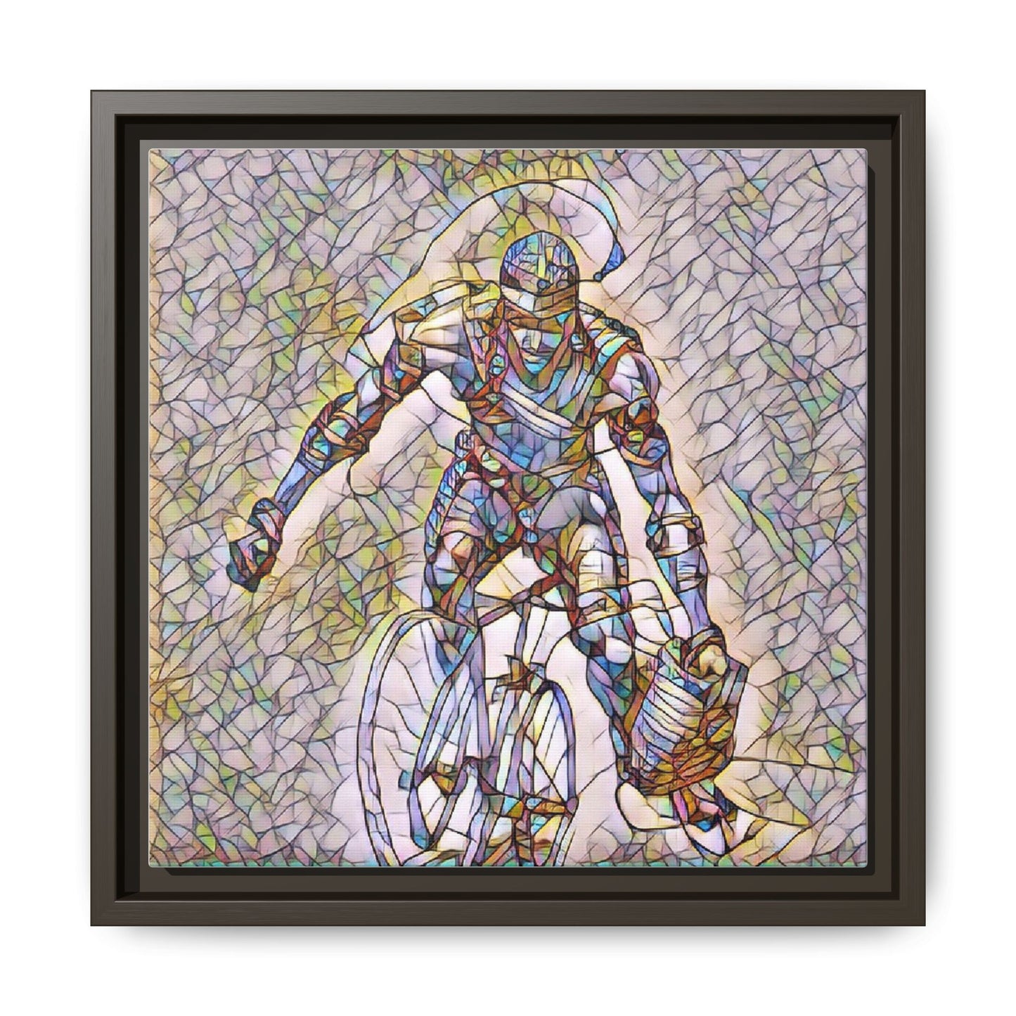 Cyclist Mosaic Matte Canvas Print — Framed Multicolor Cycling Art