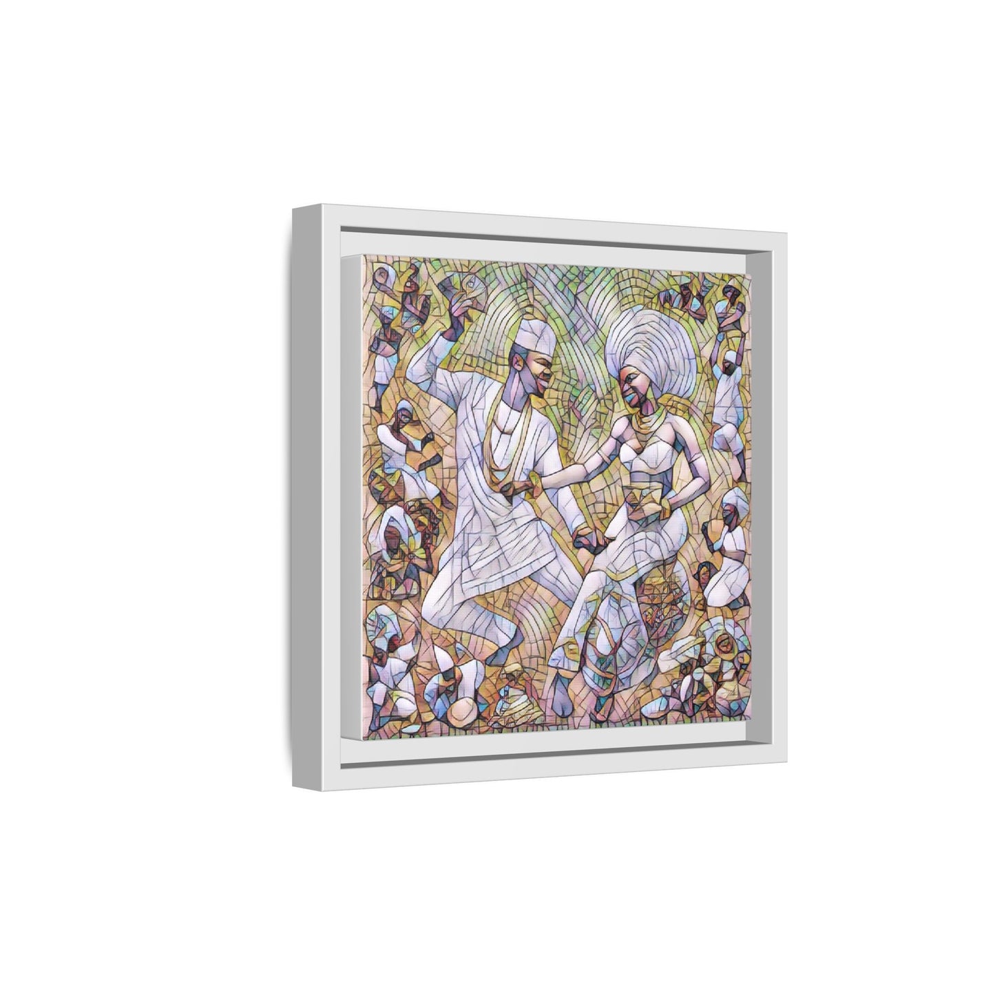 Afrobeat Celebration Matte Framed Canvas — Vibrant Dancers Wall Art