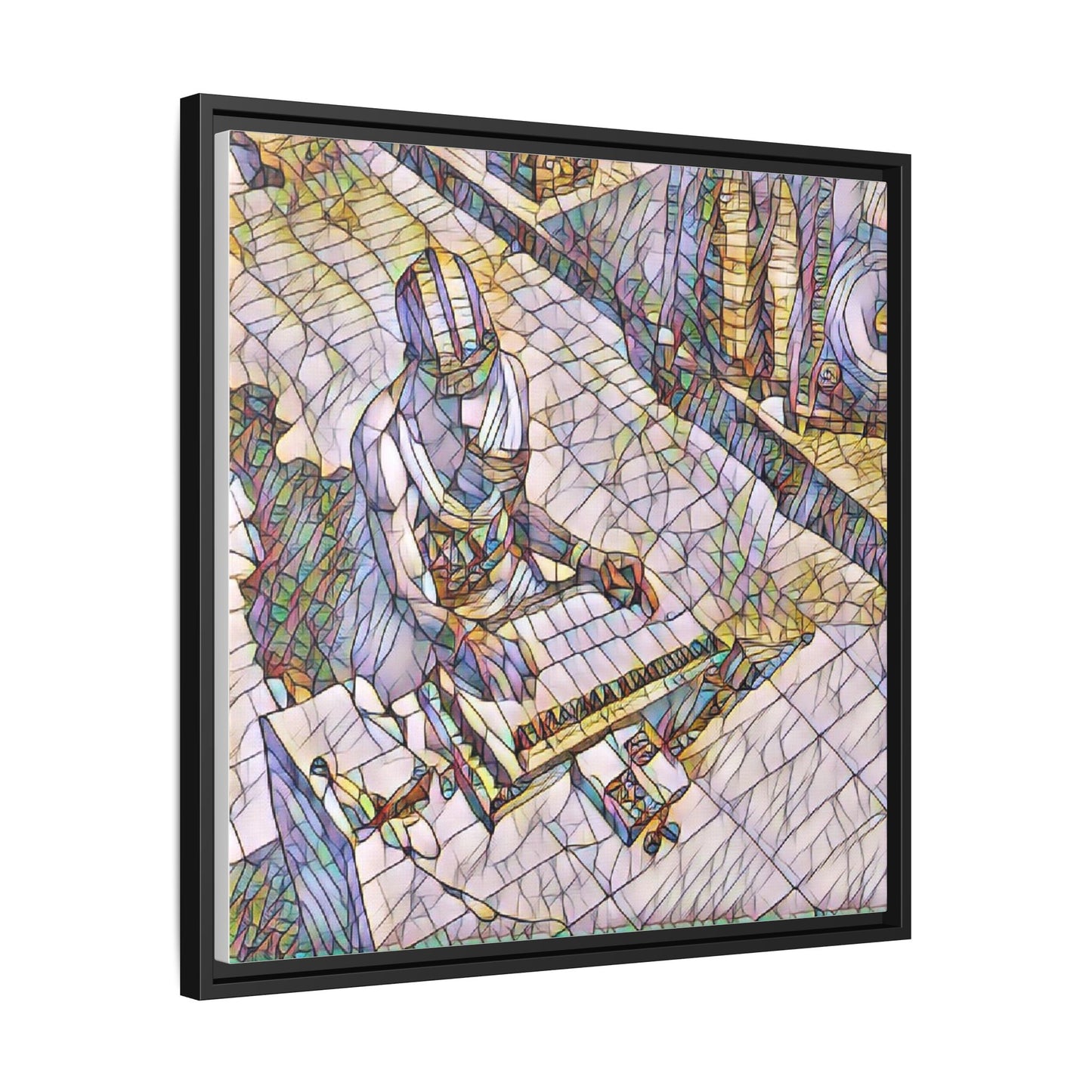Abstract DJ Skateboarder Matte Framed Canvas – Colorful Urban Music Art Print