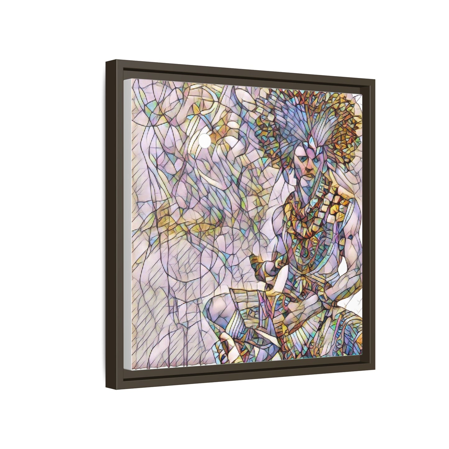 Framed Matte Canvas Art — Colorful Tribal Warrior Illustration