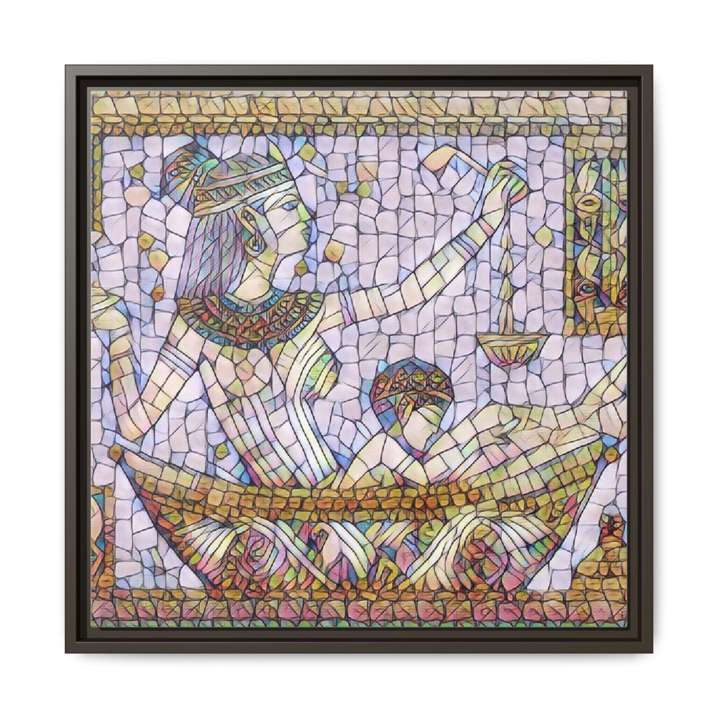 Egyptian Mosaic Goddess Matte Canvas Print (Framed)