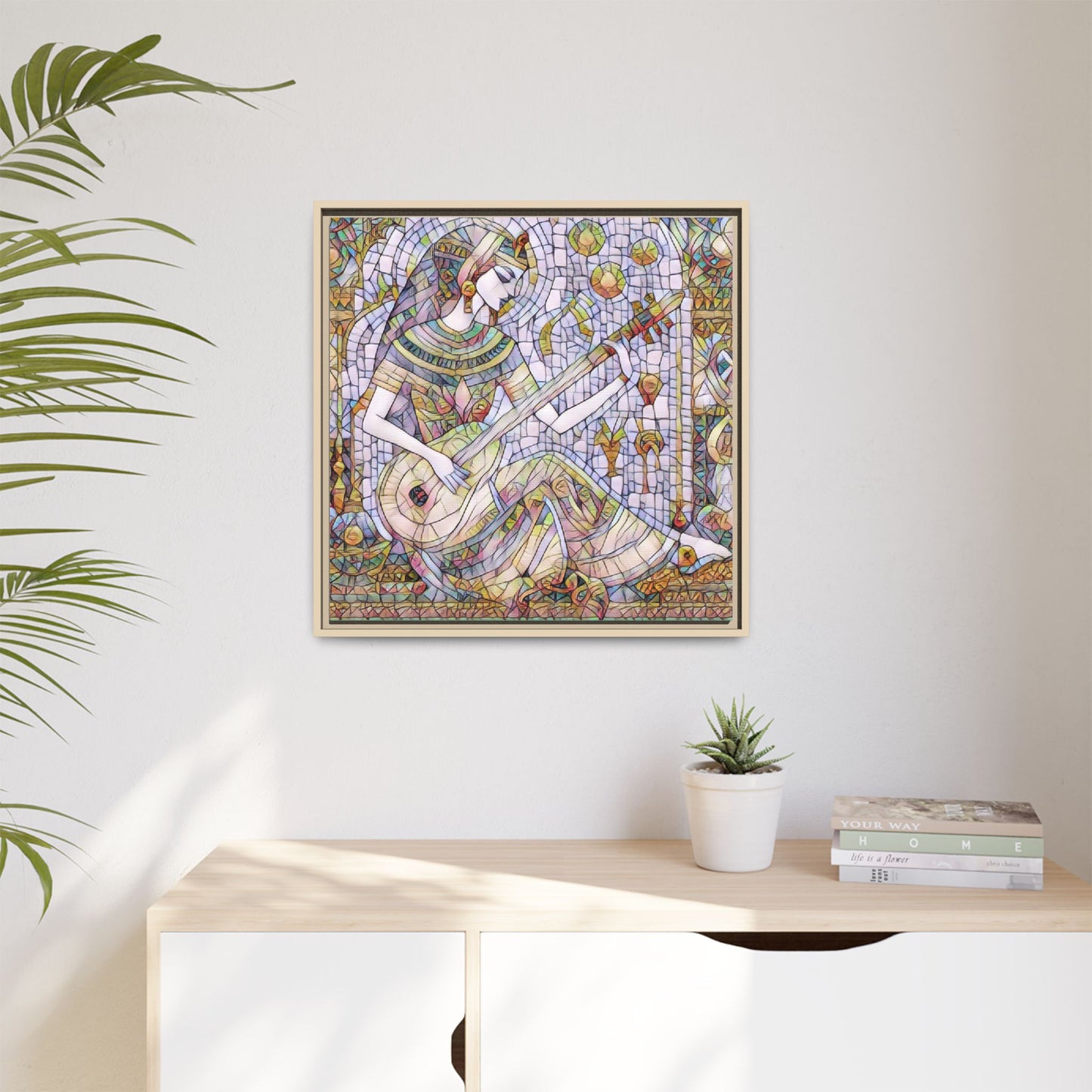 Egyptian Muse Mosaic Matte Canvas Framed Wall Art