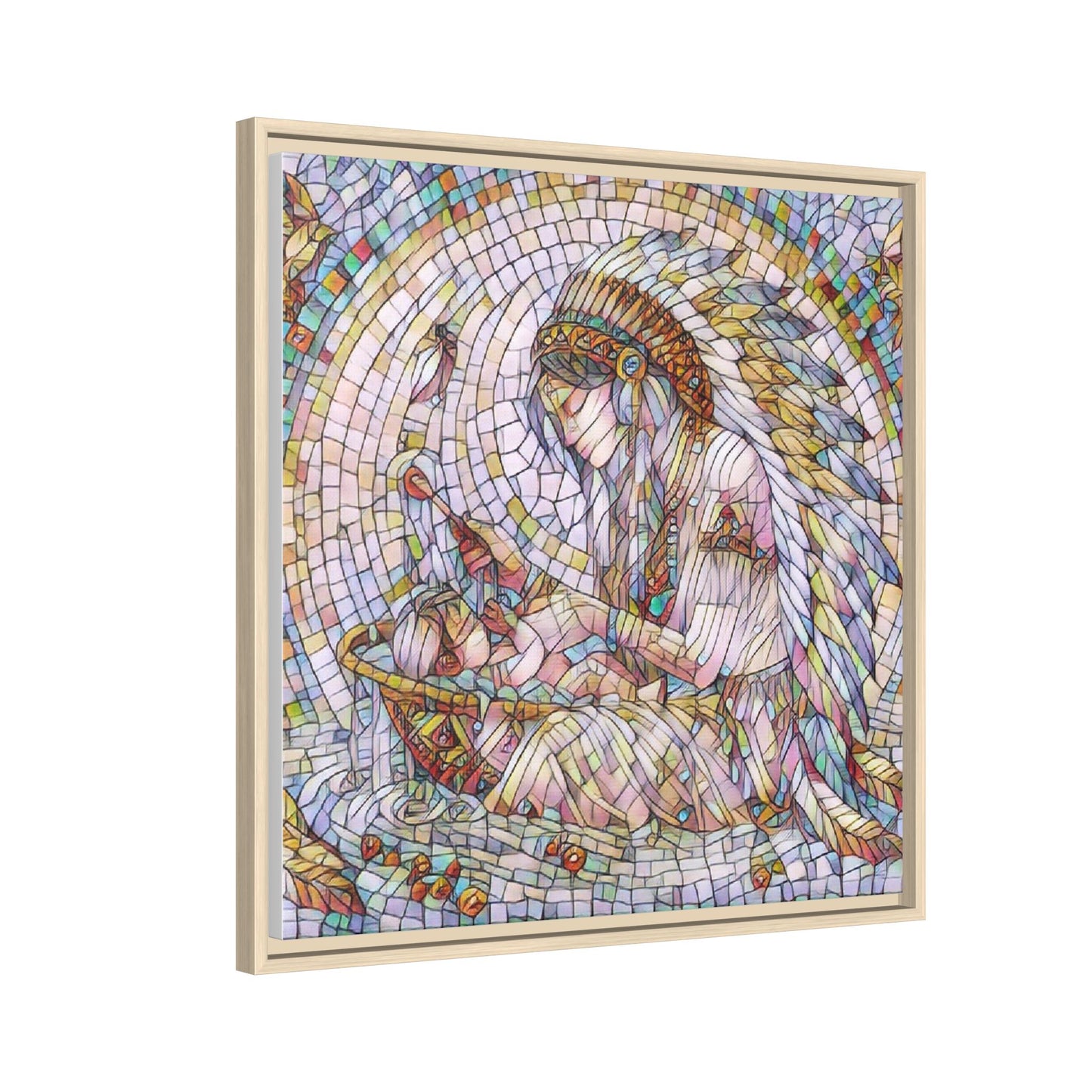 Framed Mosaic Native Mother & Child Matte Canvas Art