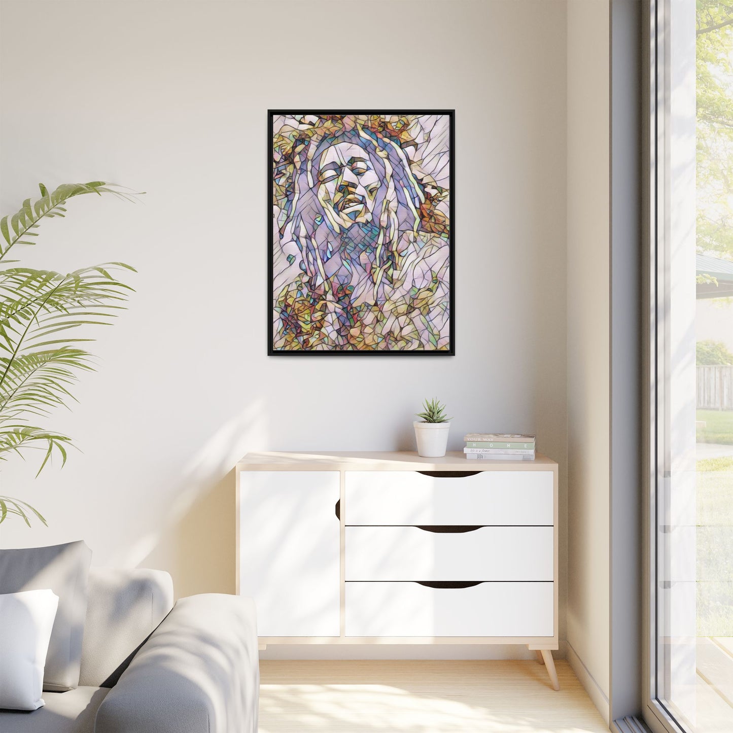 Abstract Multicolor Portrait Matte Canvas Framed Wall Art