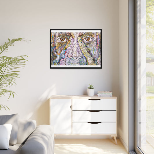 Abstract Stained-Glass Face Matte Canvas Framed Wall Art