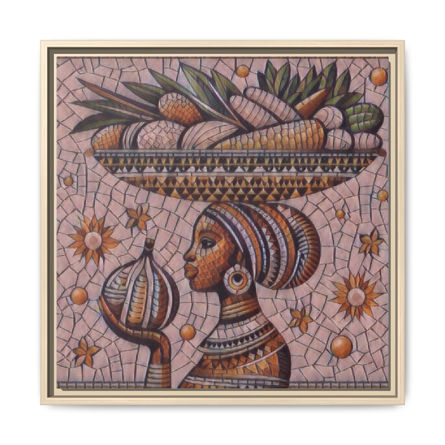 Egyptian Mosaic Goddess Matte Framed Canvas Wall Art
