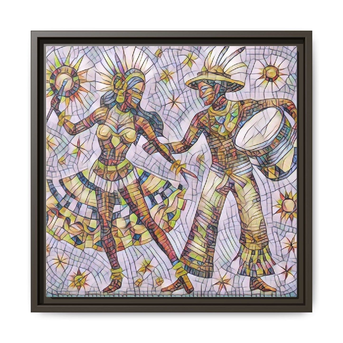 Carnival Dancers Framed Canvas Art — Colorful Samba Rhythm Wall Decor