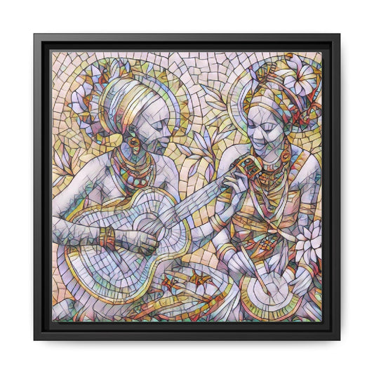 Framed Canvas Art – Colorful Mosaic Musicians Wall Decor