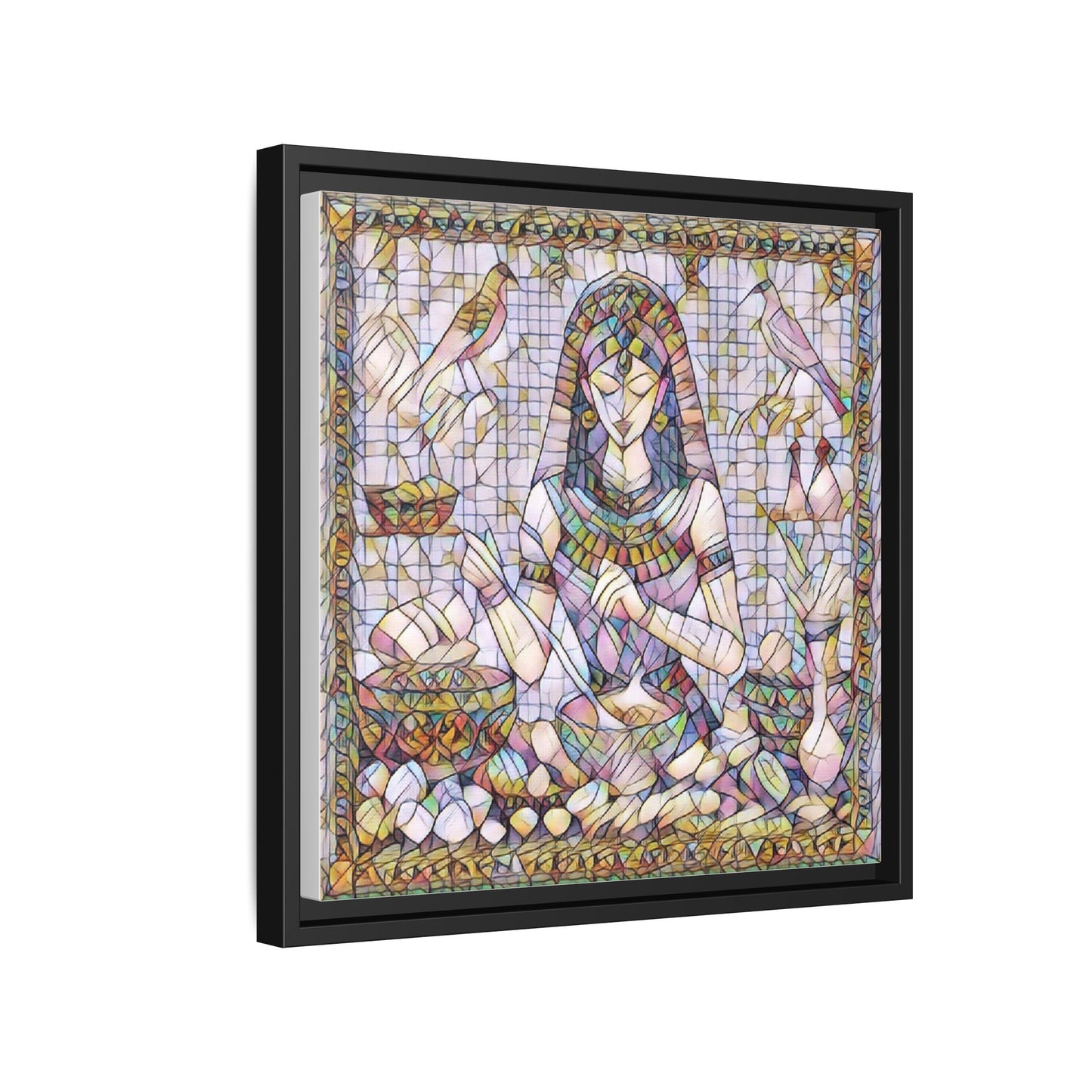 Egyptian Goddess Mosaic Framed Canvas Art