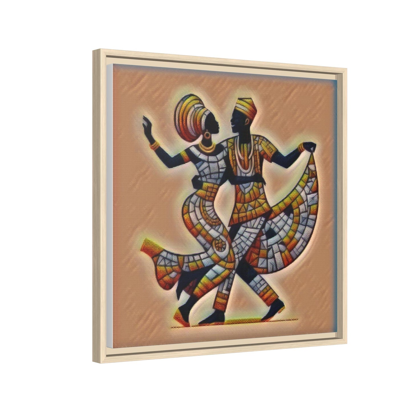 Framed African Dance Mosaic Art Print — Matte Canvas Wall Decor