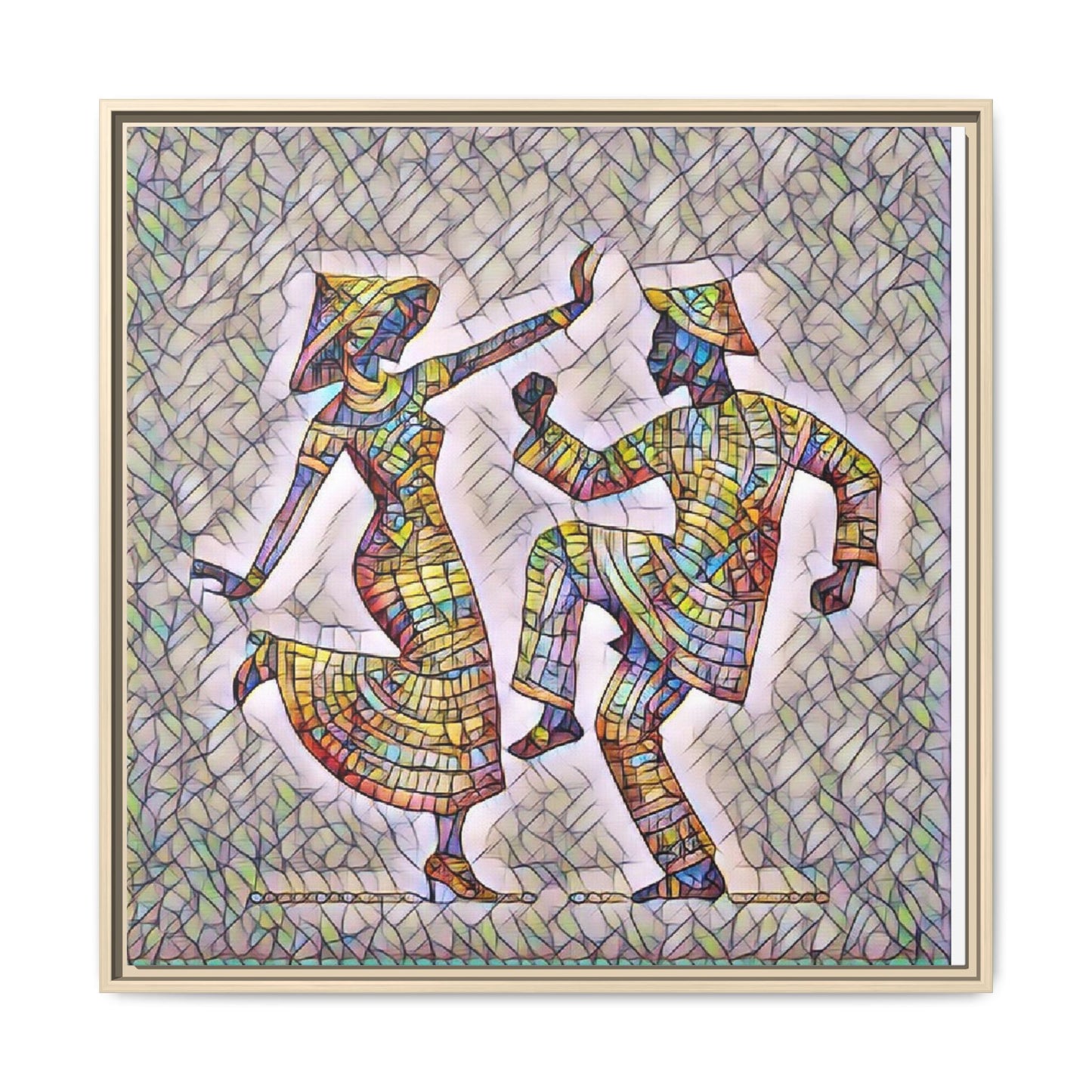 Colorful Folk Dance Matte Canvas Print (Framed)