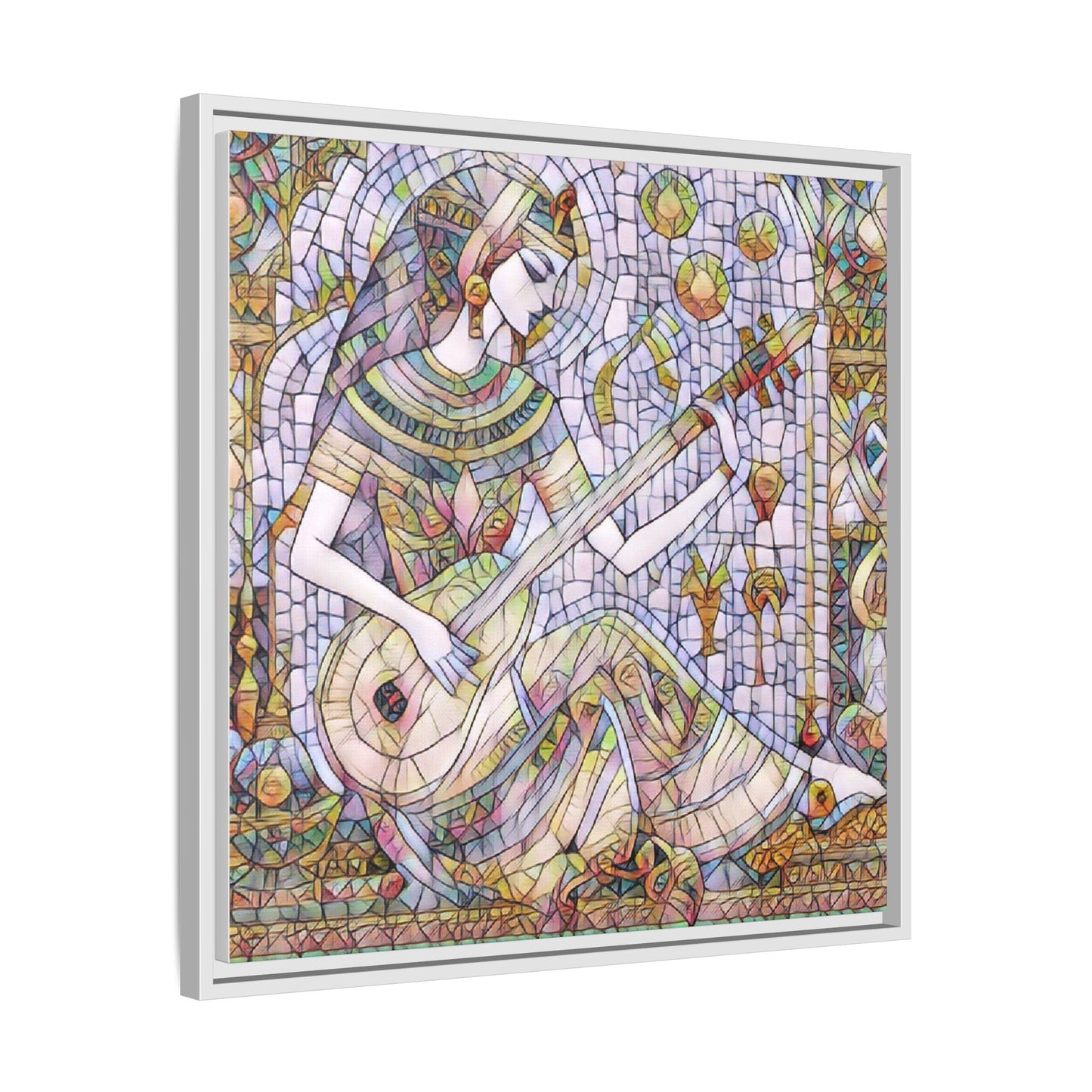 Egyptian Muse Mosaic Matte Canvas Framed Wall Art